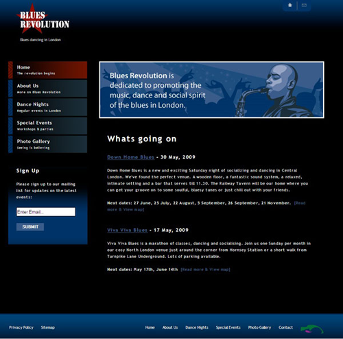 Screenshot of Blues Revolution website