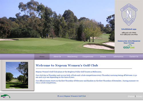 Screenshot of Nepean Womens Golf website